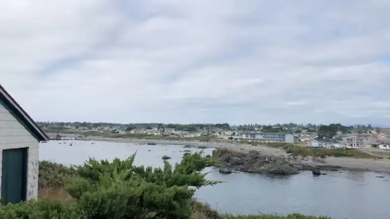 Crescent City California harbor and coastline with rocky shores